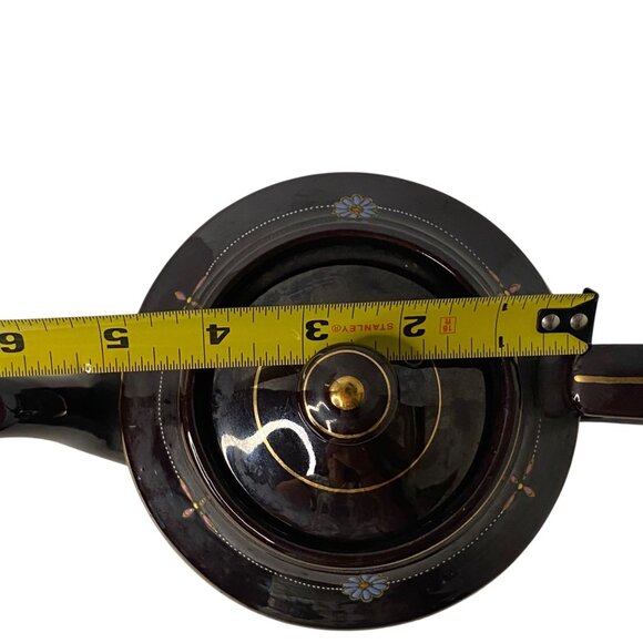 Vintage 1940's Glossy Brown Ceramic Teapot Moriage Painted Flower Made in Japan - Picture 10 of 10